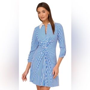 Adrianna by Adrianna Papell Women's Striped Twist-Front Dress